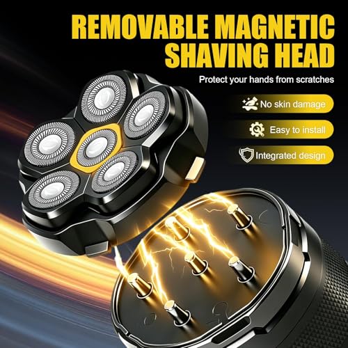 Black 3-Pack Universal Replacement Shaver Heads for 6D Magnetic Rotary Razors