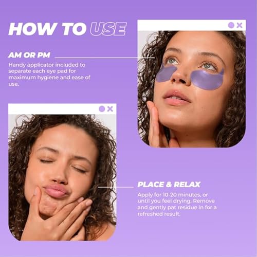 Vitamasques Lavender Hydrogel Eye Pads For Puffy Eyes & Dark Circles - Refresh in 15 minutes - Formulated in Korea - 16 Pairs / 32 HydroGel Eye Pads