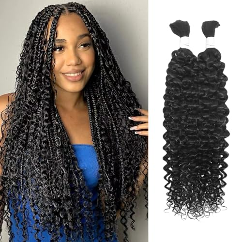 NERUMO 18Inch / 100G Water Wave Human Braiding Hair - No Weft, Brazilian Virgin, Boho & Knotless Braid Extensions, 12A Quality