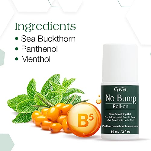 GiGi No Bump Roller Gel - Ingrown Hair Treatment Roll on & Razor Bump Remover, Post-Wax & After Shave Skin Soothing Care, 2 oz