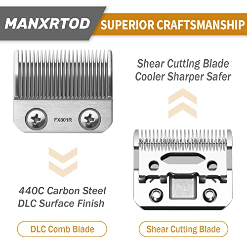 FX801R-SILVER Replacement Clipper Blades for FX870/FXF880/FX810/FX825/FX673N, DLC Steel, Professional Precision