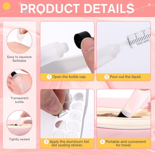 5ml Reusable Travel Tube Container Set with Syringe & Seal Stickers - Translucent, 100 Pieces