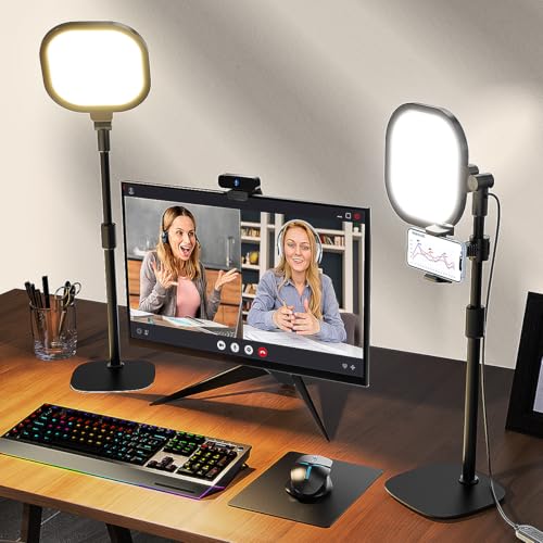 Black 2-Pack Video Conference Light for Zoom with Stand - 30 Modes, CRI>98