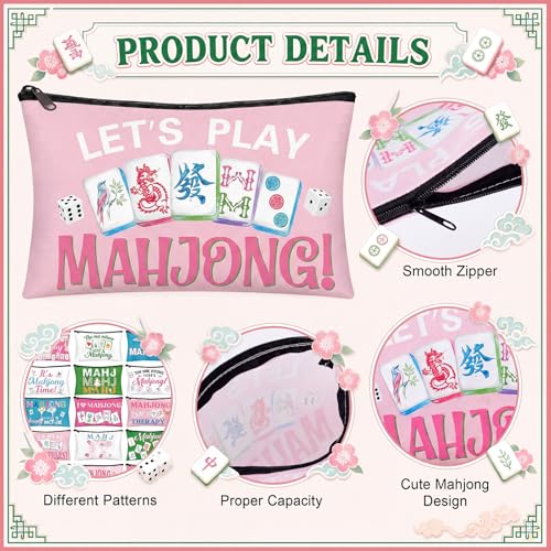 Mahjong Cosmetic Bags Bulk Set - 24 Portable Makeup Pouches for Gifts