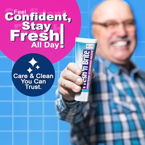 Fresh 'n Brite Denture Cleaner Paste with Dual Action Formula 3.8 oz Pack of 6