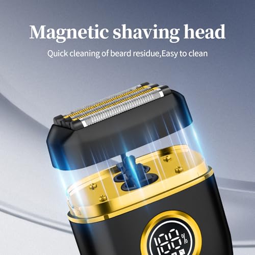 Men's Foil Shaver IPX7 Waterproof USB-C Rechargeable - Black Gold