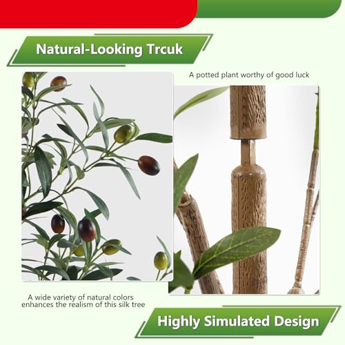 AzureLeap 5FT Artificial Olive Tree with Moss & Basket – Realistic Indoor Olive Silk Tree for Home & Office