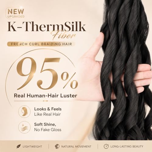 French Curl Braiding Hair 6 Packs 720g - Natural Black, 30 Inch