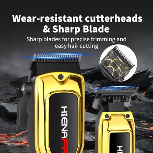 HIENA PRO Professional Hair Clipper Set for Men, Cordless Barber Clipper Set and Trimmer Kit, Electric Hair Cutting Tools with USB Rechargeable, Perfect Gifts for Men