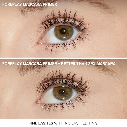 Too Faced Better Than Sex Volumizing Mascara & Foreplay Primer Travel Duo | Includes Better Than Sex Mascara For Volume, 0.17 Fl Oz & Foreplay Primer for Conditioning Prep, 0.13 Fl Oz