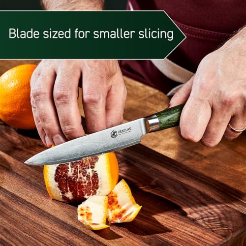 Green 5-Inch Japanese Damascus Stainless Steel Utility Knife - HexClad