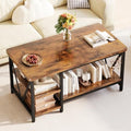 Farmhouse Coffee Table with Storage - 39.3-inch Rustic Industrial Design