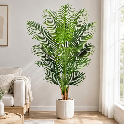 5ft Artificial Palm Tree Indoor Plant - Tall Faux Tropical Paradise Tree in Pot with Real Bark Design
