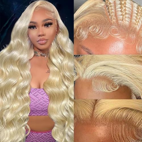 Russian Blonde Body Wave Lace Frontal Human Hair 12 Inch Pre-Plucked Natural Hairline