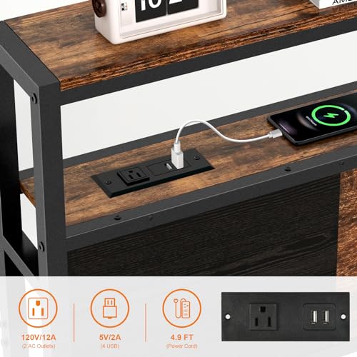 Queen Size Headboard with Charging Station & LED Light - Easy Assembly
