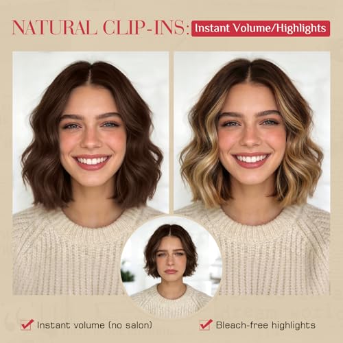 Rich Choices 8 Inch Bleach Blonde Clip-In Hair Extensions 2PCS for Thin Hair