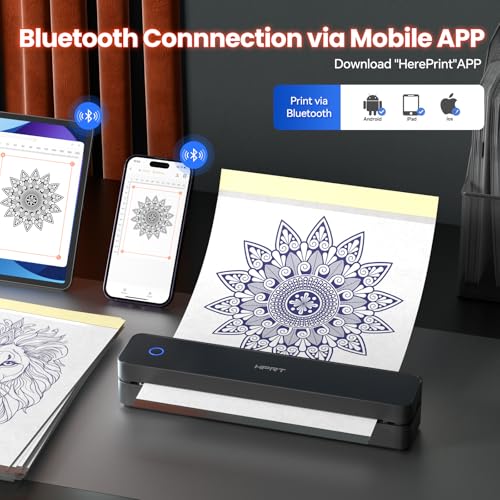 Portable Bluetooth Thermal Tattoo Printer - Wireless Stencil Copier with 10 Sheets