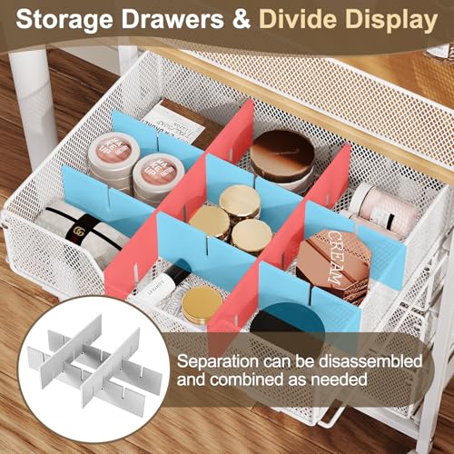 Makeup Cart Organizer with 4 Drawers, Large Floor Skincare Organizers, Vanity Storage Organizer Cosmetics Display Cases for Skin Care Perfume Nail Polish, White
