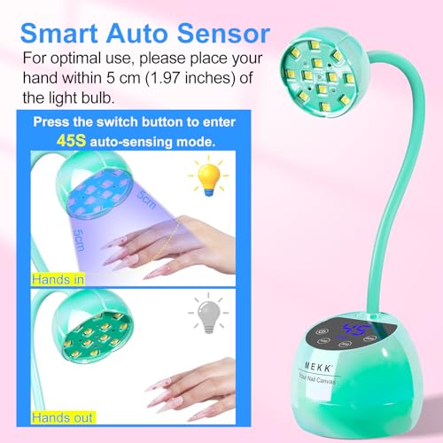 Mini UV Nail Lamp with Gooseneck & Rechargeable Battery - Blue