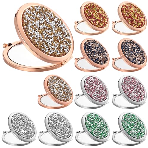 12-Pack Compact Folding Makeup Mirrors with 1X/2X Magnification for Women