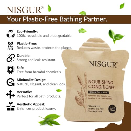 Bulk Travel Conditioner Pack 0.75 oz - Eco-Friendly Paper Pouch Aloe & Green Tea