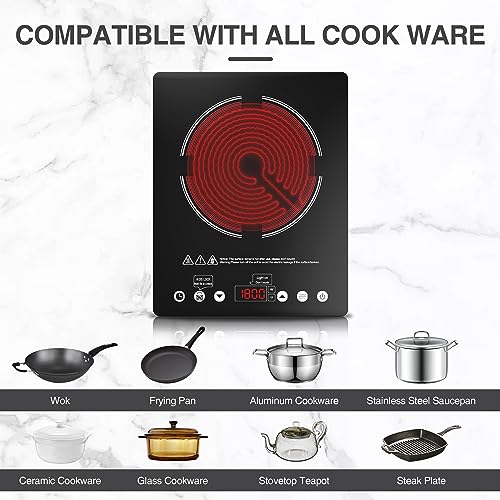 Electric Portable Cooktop Single Burner 1800W Touch Control Child Lock DT1-3