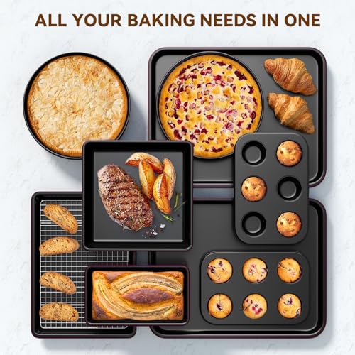 Wildone 13-Piece Nonstick Bakeware Set with Roasting & Cake Pans - Plum Variation