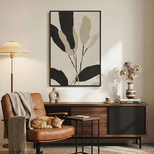 Cuspin 36x24 Inch Neutral Abstract Botanical Wall Art - Boho Living Room Decor