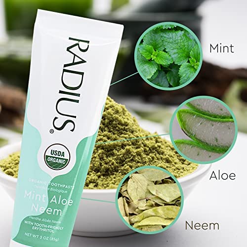 Mint Aloe Neem Organic Toothpaste 3oz Pack of 2 Natural Fluoride-Free Gum Care