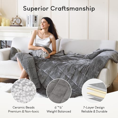 Cottonblue Weighted Blanket Queen Size 20 lbs 60x80 Inches Grey for Adults