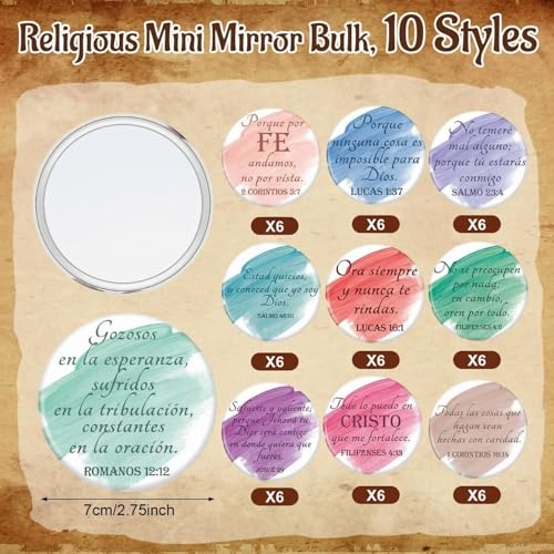 60 Pcs Christian Compact Mirrors Bulk for Women - Bible Verse Gift Set (Variation of THIS listing: 60)