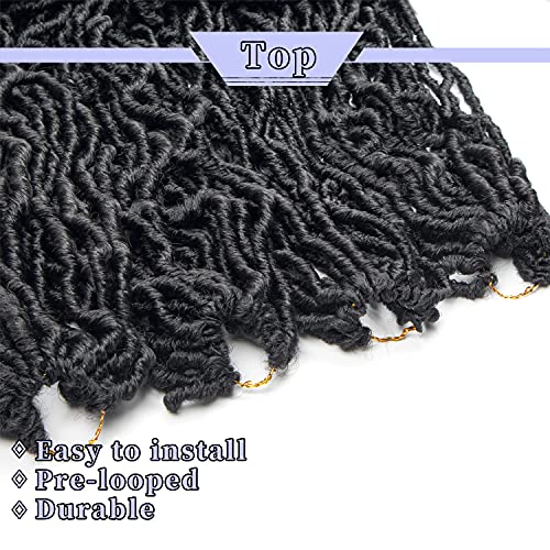 Alaleibaby 44 Inch Faux Locs Crochet Hair - 6 Pack, Soft Goddess Braids 1B
