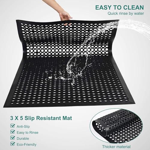 36 x 60 Inch Anti-Fatigue Rubber Floor Mat 2 Pack for Restaurant Kitchen & Garage