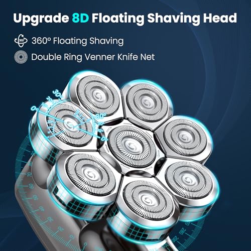 Phisco Electric Head Shaver for Men Gunmetal - Fast Charging Bald Shaver with 8D Floating Heads