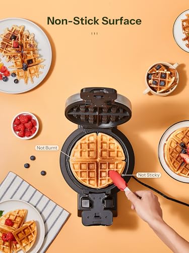 Double Belgian Waffle Maker 8 Slices, 180° Flip, 1400W Non-Stick