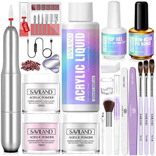 Acrylic Nail Kit with Drill and Liquids for Home Use - UV Stable, Long-Lasting Manicure Set