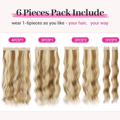 KooKaStyle 14 Inch Honey Blonde Clip-In Wavy Hair Extensions F26/613#