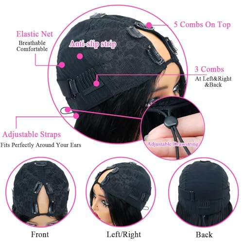 16 Inch Human Hair V Part Wig for Black Women - No Leave Out, Glueless, Natural Color