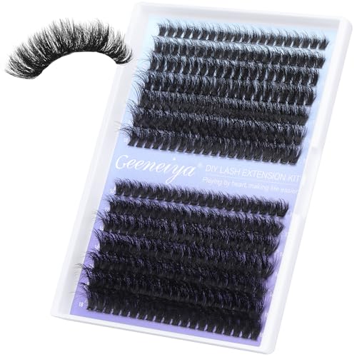 Geeneiya Eyelash Clusters Full Lash Extension Mink Thick Cluster Eyelash Extensions 10-18MM Cluster Lashes Individual Wispy Fake Eyelashes, Not Kit (60D+80D, 280Pcs)