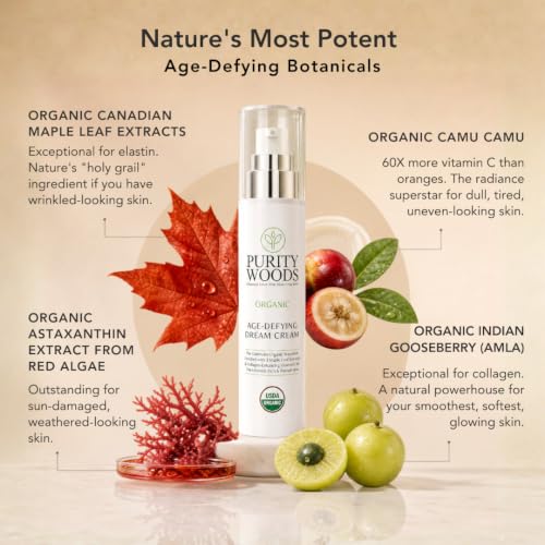 Organic Anti-Aging Face Cream with Collagen Boosting Botanicals - Wrinkle-Free Skin
