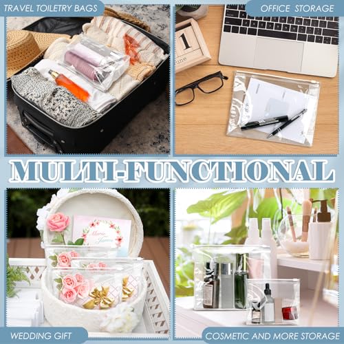 Mini Clear Makeup Bag 100 Pack - 11, 9.8, 7.9, 5.9 Inch PVC Organizer
