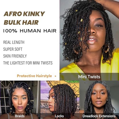 Mini Twist Dreadlocks Hair Bulk Afro Kinky Human Hair 12 Inch 27# - 50G Pack
