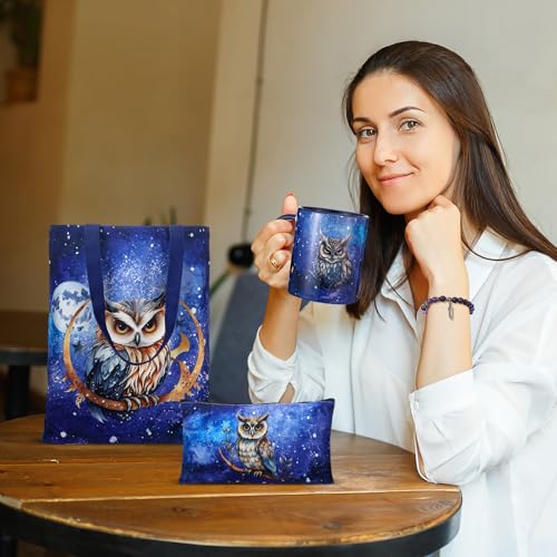 Bokon 8 Pcs Christmas Owl Gifts for Women with Throw Blanket Mug Canvas Tote Bag Makeup Bag Funny Socks Natural Stone Bracelet with Card & Gift Box for Women Mom Daughter Sister Bestie Owl Lovers