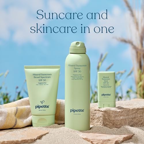 Pipette Baby Mineral Sunscreen Stick SPF 50, 0.6 oz, Water-resistant Non-nano Zinc Oxide Mineral Sunscreen, UVB/UVA Sunblock for Kids & Sensitive Skin, Travel Size Sun Protection
