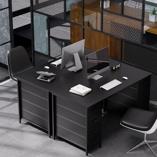 Pamray 47 Inch Computer Desk with 8 Fabric Drawers - Matte Black