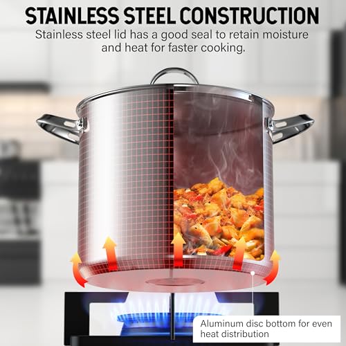 Cooks Standard 12 Quart Stainless Steel Stock Pot with Lid - Large Capacity