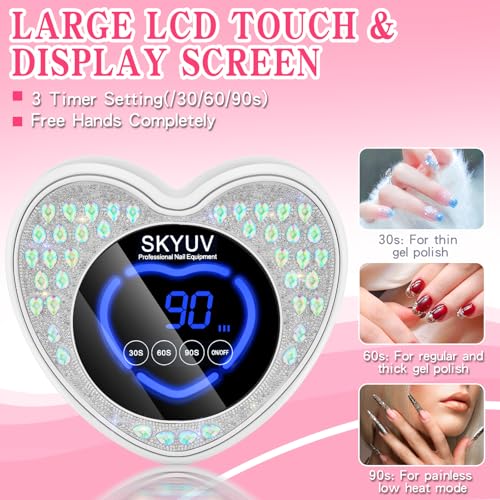 UV LED Nail Lamp, Rechargeable Cordless Nail Dryer for Gel Polish, UV Nail Light with 45 Beads, Professional Quick Dry Curing Lamp with 3 Timers Setting for Salon and Home