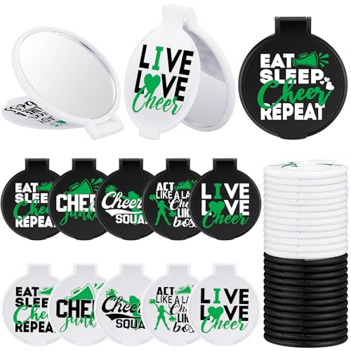 50 Pcs Green Cheerleader Compact Mirrors Bulk Gift Set - Inspiring & Portable