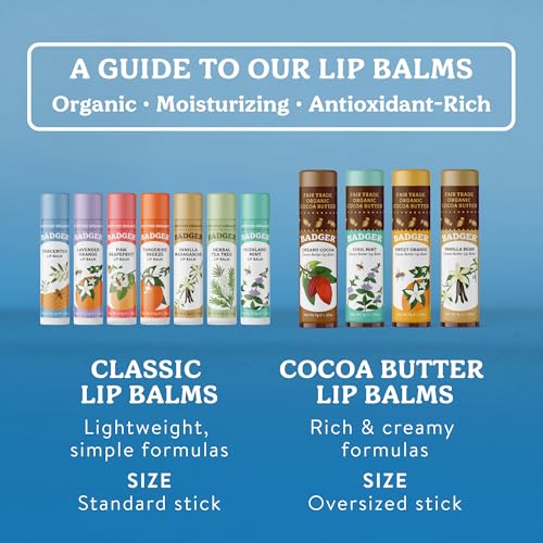Unscented Organic Lip Balm Pack of 8 - Sensitive & Long-Lasting Moisturizer
