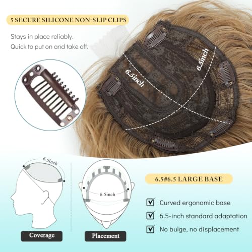 Marjorie Blonde Wavy Curly Hair Topper 16 Inch Ombre Brown Blonde for Thinning Hair